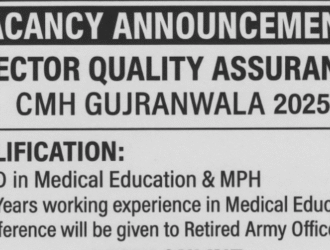 Director Quality Assurance position at CMH Gujranwala for 2025